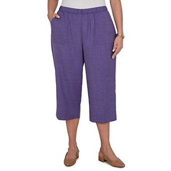 Plus Size Alfred Dunner Grand Bazaar Textured Elastic Waist Pull On Capris