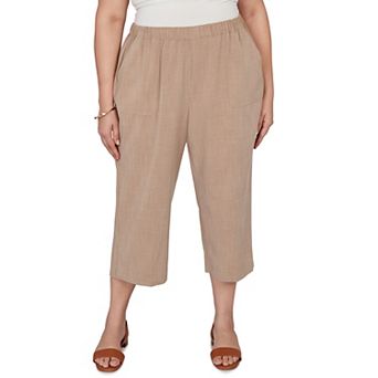 Plus Size Alfred Dunner Grand Bazaar Textured Elastic Waist Pull On Capris