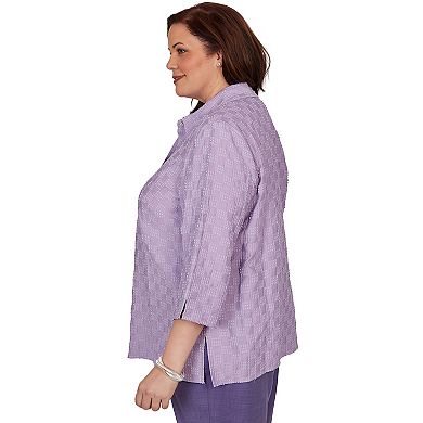 Plus Size Alfred Dunner Grand Bazaar Box Textured Button Front Top