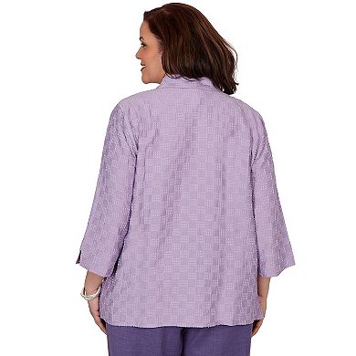 Plus Size Alfred Dunner Grand Bazaar Box Textured Button Front Top