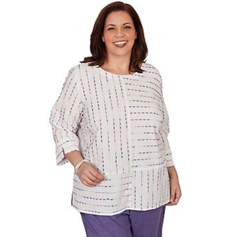 Plus Size Alfred Dunner Textured Rainbow Stripe Top