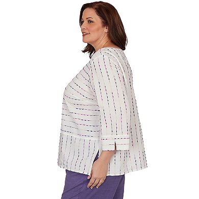 Plus Size Alfred Dunner Textured Rainbow Stripe Top