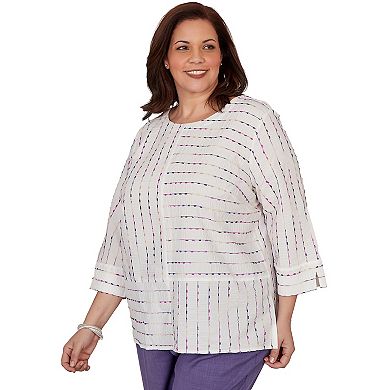 Plus Size Alfred Dunner Textured Rainbow Stripe Top
