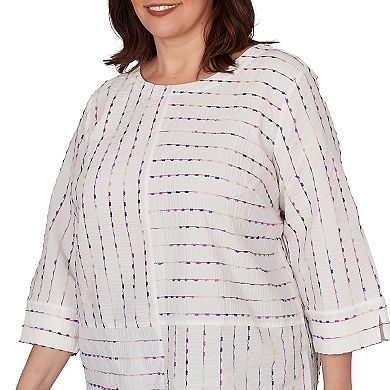 Plus Size Alfred Dunner Textured Rainbow Stripe Top