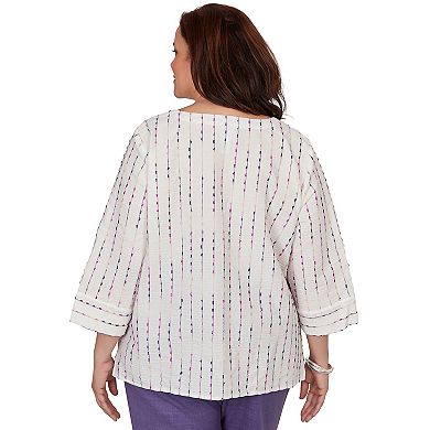 Plus Size Alfred Dunner Textured Rainbow Stripe Top