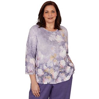 Plus Size Alfred Dunner Grand Bazaar Amethyst Floral Top