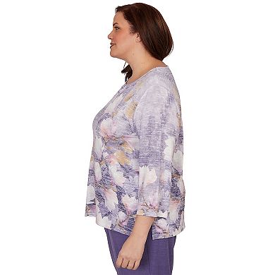 Plus Size Alfred Dunner Grand Bazaar Amethyst Floral Top