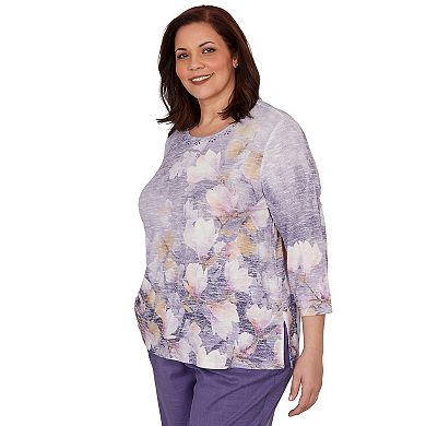Plus Size Alfred Dunner Grand Bazaar Amethyst Floral Top