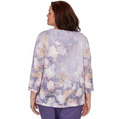 Plus Size Alfred Dunner Grand Bazaar Amethyst Floral Top