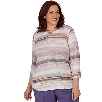 Plus Size Alfred Dunner Grand Bazaar Mixed Stripe Knit Top