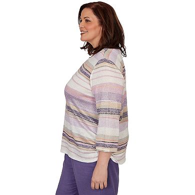 Plus Size Alfred Dunner Grand Bazaar Mixed Stripe Knit Top