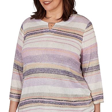 Plus Size Alfred Dunner Grand Bazaar Mixed Stripe Knit Top