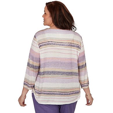 Plus Size Alfred Dunner Grand Bazaar Mixed Stripe Knit Top