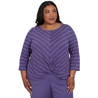 Plus Size Alfred Dunner Grand Bazaar Twisted Hem Chevron Top