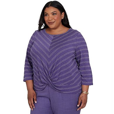 Plus Size Alfred Dunner Grand Bazaar Twisted Hem Chevron Top