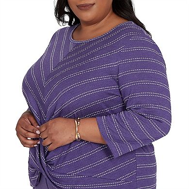 Plus Size Alfred Dunner Grand Bazaar Twisted Hem Chevron Top
