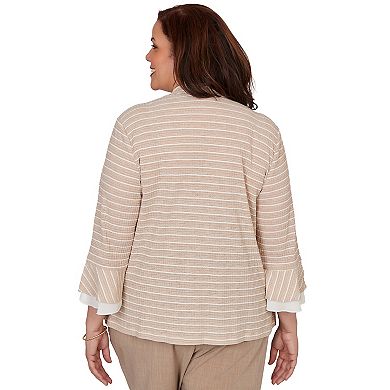 Plus Size Alfred Dunner Grand Bazaar Vertical Stripe Two in One Top with Necklace