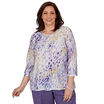Plus Size Alfred Dunner Grand Bazaar Animal Print Ribbed Knit Top