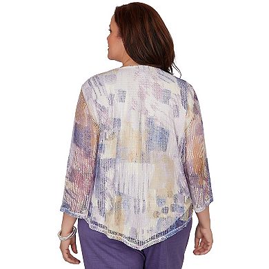 Plus Size Alfred Dunner Grand Bazaar Stained Glass Mesh Top with Necklace