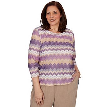 Plus Size Alfred Dunner Grand Bazaar Rippled Stripes Knit Top