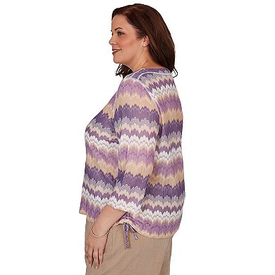 Plus Size Alfred Dunner Grand Bazaar Rippled Stripes Knit Top