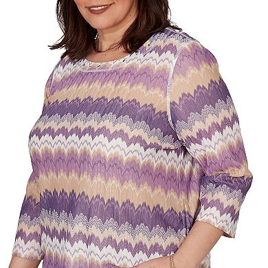 Plus Size Alfred Dunner Grand Bazaar Rippled Stripes Knit Top
