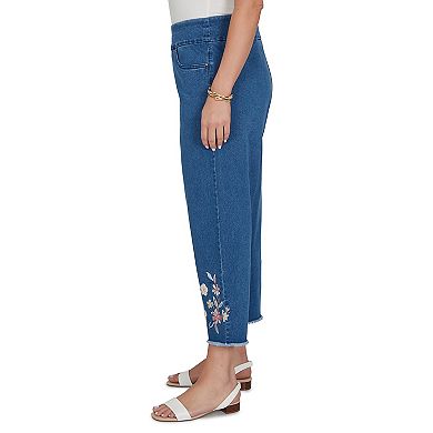 Plus Size Alfred Dunner Camden Market Floral Crochet Applique Ankle Jeans