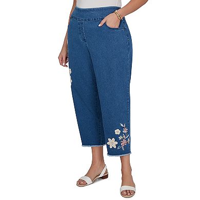 Plus Size Alfred Dunner Camden Market Floral Crochet Applique Ankle Jeans
