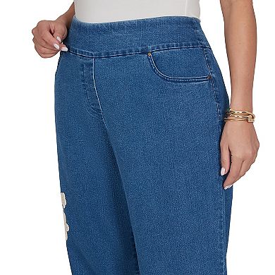 Plus Size Alfred Dunner Camden Market Floral Crochet Applique Ankle Jeans