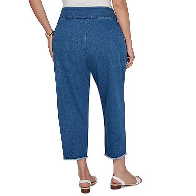 Plus Size Alfred Dunner Camden Market Floral Crochet Applique Ankle Jeans