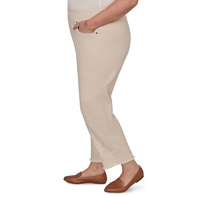 Plus Size Alfred Dunner Camden Market Tonal Floral Applique Ankle Jeans
