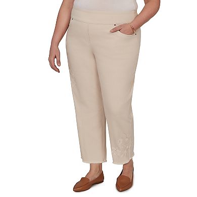 Plus Size Alfred Dunner Camden Market Tonal Floral Applique Ankle Jeans