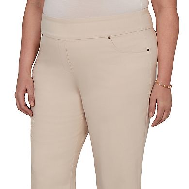 Plus Size Alfred Dunner Camden Market Tonal Floral Applique Ankle Jeans