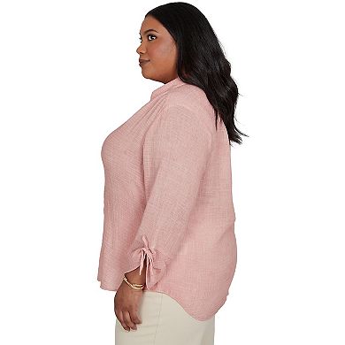 Plus Size Alfred Dunner Camden Market Crinkle Gauze Button Front Top