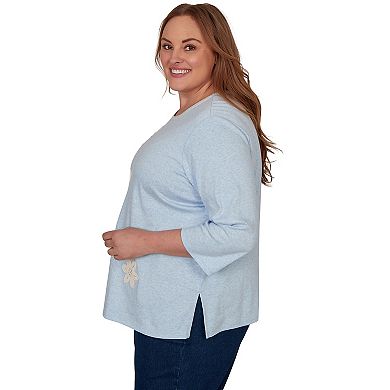 Plus Size Alfred Dunner Camden Market Floral Stitches Heathered Knit Top