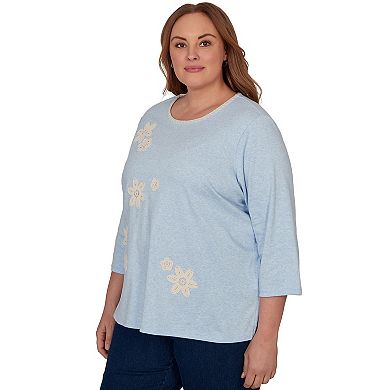Plus Size Alfred Dunner Camden Market Floral Stitches Heathered Knit Top