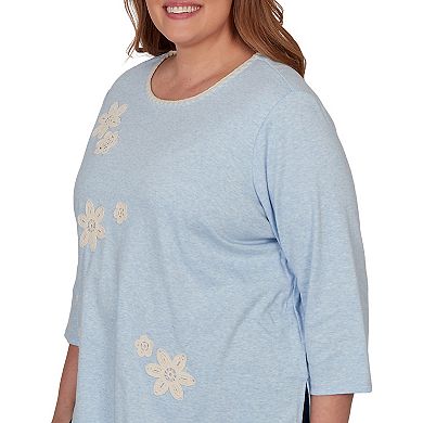 Plus Size Alfred Dunner Camden Market Floral Stitches Heathered Knit Top