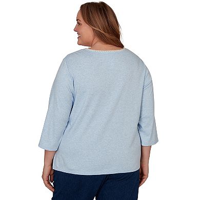 Plus Size Alfred Dunner Camden Market Floral Stitches Heathered Knit Top