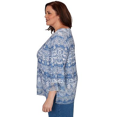Plus Size Alfred Dunner Camden Market Lacey Striped Knit Top