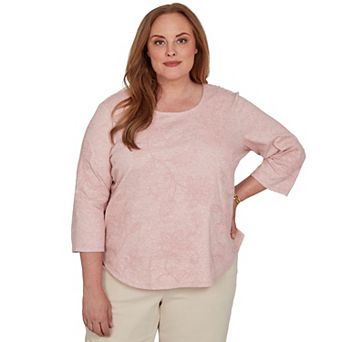 Plus Size Alfred Dunner Camden Market Tonal Floral Soutache Knit Top