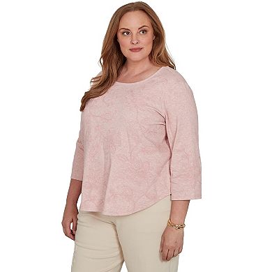 Plus Size Alfred Dunner Camden Market Tonal Floral Soutache Knit Top