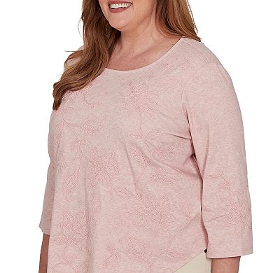 Plus Size Alfred Dunner Camden Market Tonal Floral Soutache Knit Top
