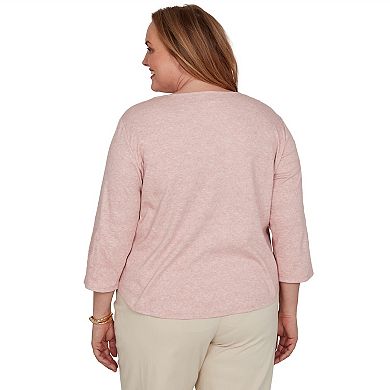 Plus Size Alfred Dunner Camden Market Tonal Floral Soutache Knit Top