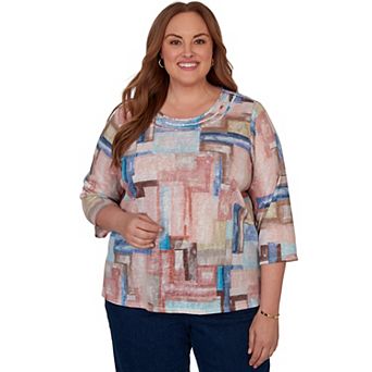 Plus Size Alfred Dunner Camden Market Painted Color Blocks Knit Top