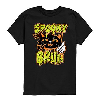 Boys 8-20 Spooky Bruh Black Cat Graphic Tee