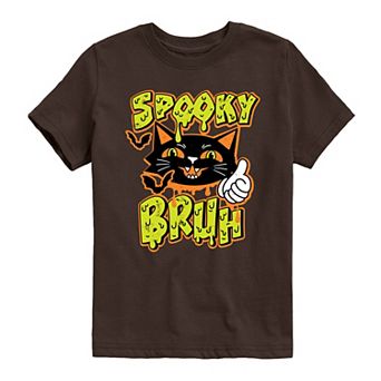 Boys 8-20 Spooky Bruh Black Cat Graphic Tee