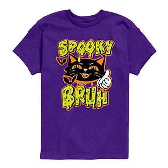 Boys 8-20 Spooky Bruh Black Cat Graphic Tee