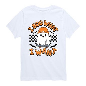 Boys 8-20 I Boo What I Want Skater Ghost Graphic Tee