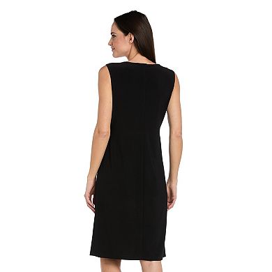 Petite R&M Richards 3-Piece Printed Chiffon Bell-Sleeve Jacket & Sheath Dress Set