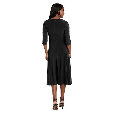 Petite R&M Richards Mock-Wrap Midi Dress with O-Ring Detail